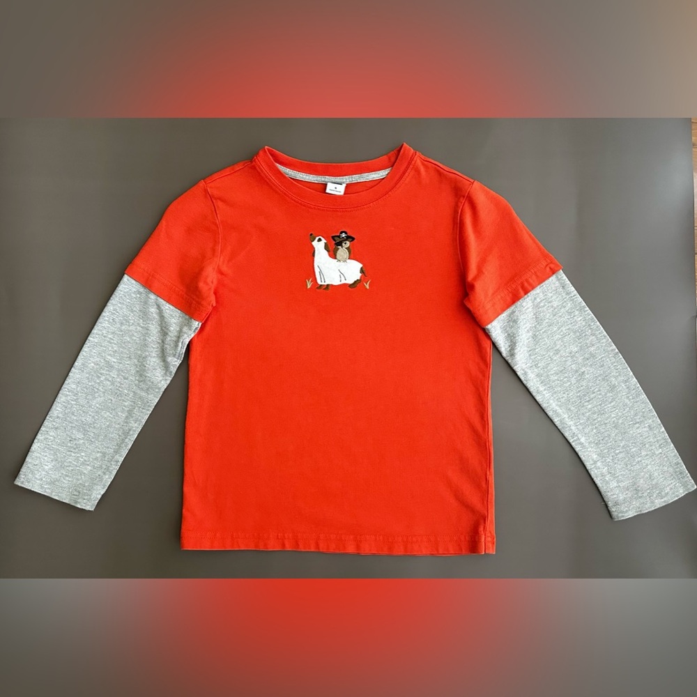 Janie And Jack Kid Boy Tee Shirt Long Sleeve,Orange,5US, 100% Cotton